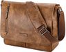 Omgoods - Sac messager pour hommes - Sac pour ordinateur portable de 14 pouces en toile et en cuir