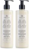 sarcia.eu PRIJA 2in1 Vochtinbrengende handcrème, bodylotion met vitamine E, lotion met pompje, veganistisch, 2x 380 ml