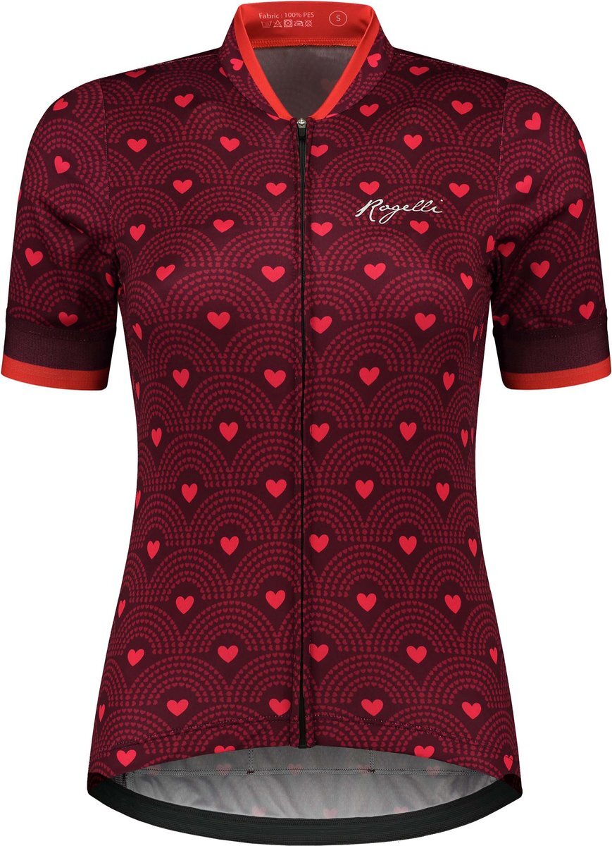 Rogelli Hearts Fietsshirt Dames Bordeaux - Maat XL