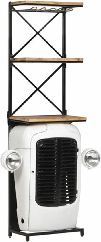 vidaXL Wijnkast tractor 49x31x172 cm ruw mangohout wit