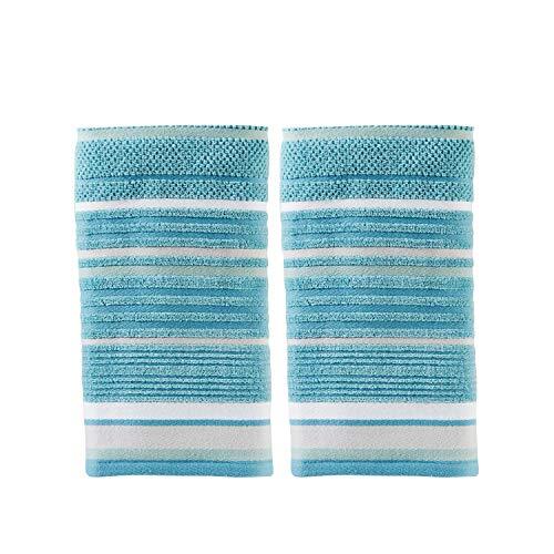 SKL Home SKL Home by Saturday Knight Ltd. Seabrook Stripe 2-delige handdoekenset, groenblauw, 2 stuks