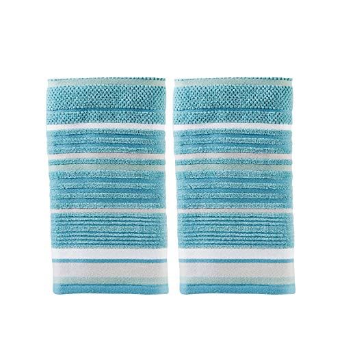 SKL Home Seabrook Stripe 2-delige handdoekenset - Groenblauw - 2 stuks