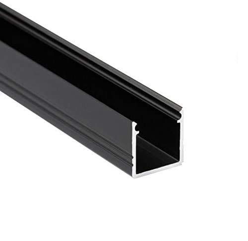 ledomec LED profiel ST10 aluminium zwart voor LED strips incl. afdekking, voor LED strips tot 10mm (zwart 2m melkachtig)