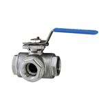 Riegler 1082 F-ES 3-weg kogelkraan, T-boring, roestvrij staal 1.4408, G 1 1/4, DN 32, 1 stuk