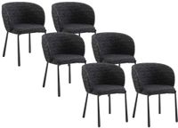 Vente-unique Set van 6 stoelen in tweedstof en metaal - Zwart - SIJOLA