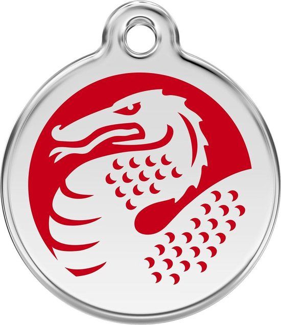 Red Dingo Hondenpenning 30 mm draak rood