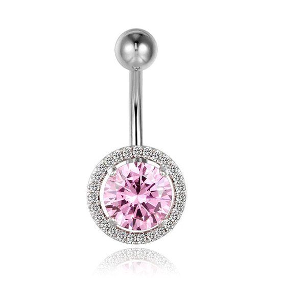 Cilla Jewels Cilla Navelpiercing van Titanium - Bling Zilver & Roze