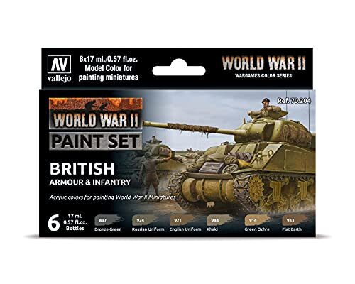 Vallejo 070204 kleurenset, Britse pantsering en infanterie, WWII modelbouwset