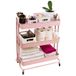 Craftelier - Grote organisatiewagen van metaal met 3 planken | 4 360° draaibare wielen met 2 remmen | Totale afmetingen: 71,2 x 61 x 29 cm - Diepte van de planken: 6,6 cm | Roze