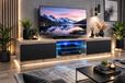 Meuble TV 120 cm, chêne Sonoma, noir, façade avec éclairage LED, épaisseur 18 mm, fermeture silencieuse