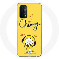 Maniacase Etui voor Oppo A74 5G BTS Bangtan Boys BT21 Chimmy Jimin Gele Achtergrond