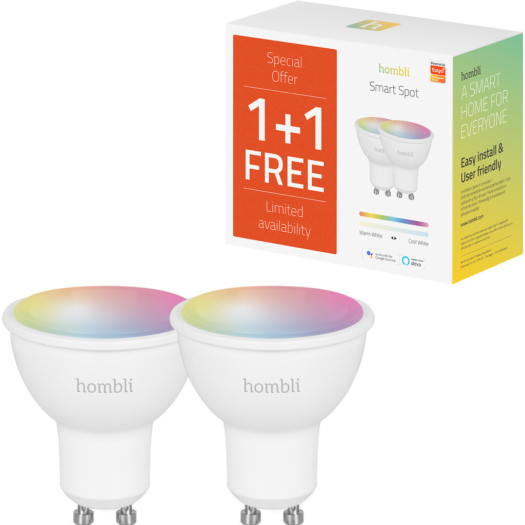 Hombli Smart Spot dimbaar wit en kleur Duo-Pack