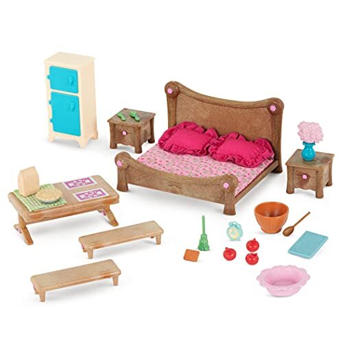 Li'l woodzeez – Master Bedroom & Dining Set - 26 stuks speelgoed set met slaapkamer meubels en keuken accessoires - miniatuur speelgoed en speelsets voor kinderen vanaf 3 jaar
