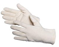 Jah handschoenen met jersey in naturel met gebreide boord