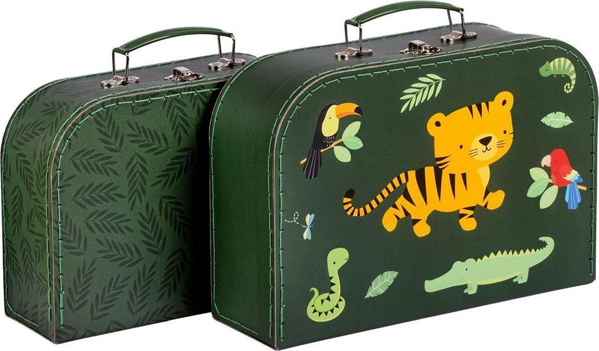 A Little Lovely Company Set van 2 Valissetten: Tiger koffer, Jeugd, Unisex, Multicolor (Meerkleurig), One Size