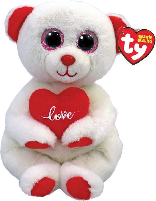 TY Beanie Babies Bellies Knuffelbeer Desi met Hart 15 cm