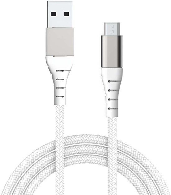 Bigben Connected Force Power Lite - USB-A naar Micro-USB - Versterkte kabel - 1,2 meter - Wit