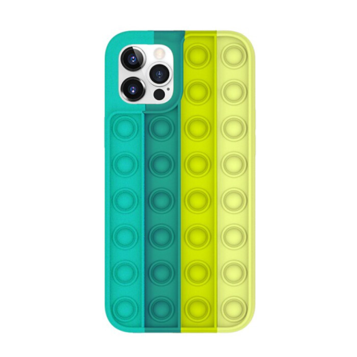 Lewinsky Lewinsky iPhone 8 Plus Pop It Hoesje - Silicone Bubble Toy Case Anti Stress Cover Groen