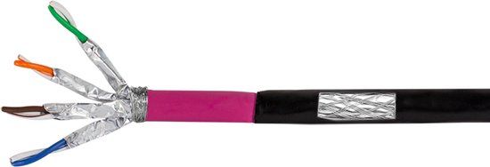 S/FTP CAT7 grondkabel stug 100M 100% koper - Zwart - Merkloos