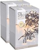 Merkloos / Sans marque Lumineo Clusterverlichting lichtsnoeren - 2x - warm wit buiten - 576 lampjes - 400 cm - kerstversiering
