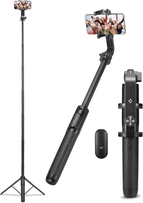 Spigen Universeel Smartphone Tripod Statief / Bluetooth Selfie Stick Zwart