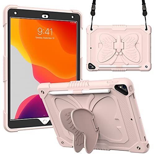 Aowdoy Schokbestendige beschermhoes voor iPad 10,2 inch, iPad 9e / 8e / 7e generatie, robuuste beschermhoes met penhouder, draaibare houder, robuuste beschermhoes voor iPad 10,2 inch 2021/2020/2019.