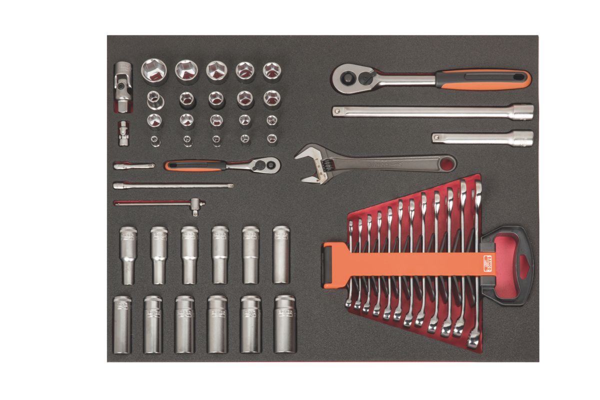 Bahco Foaminlay Fit&Go 3/3 met doppen en toebehoren 1/4" en 1/2" en sleutels - 54-delig - FF1A39