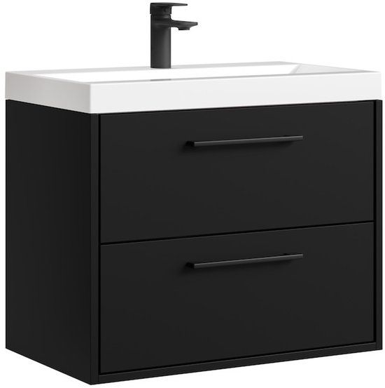 Badplaats Badkamermeubel Set Florence 01 60 cm - Mat Zwart - Hangend Wastafelmeubel met Soft-Close