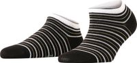 FALKE Stripe Shimmer kort gedessineerd katoen sneakersokken enkelsokken dames zwart - maat 35-38