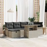 vidaXL Tuinbank Set 7-delig Lichtgrijs Polyrattan