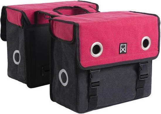 Willex Canvas Dubbele Fietstas - 30L - Paradise Red/Zwart