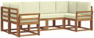 vidaXL - Salon d'angle - 6 places assises - Naturel et crème - Acacia bois