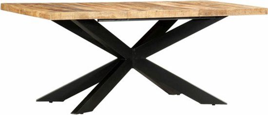 vidaXL Eettafel 180x90x76 cm massief ruw mangohout