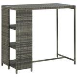 VidaXL Hocker mit Ablage, grau, 120x60x110 cm, Polyrattan
