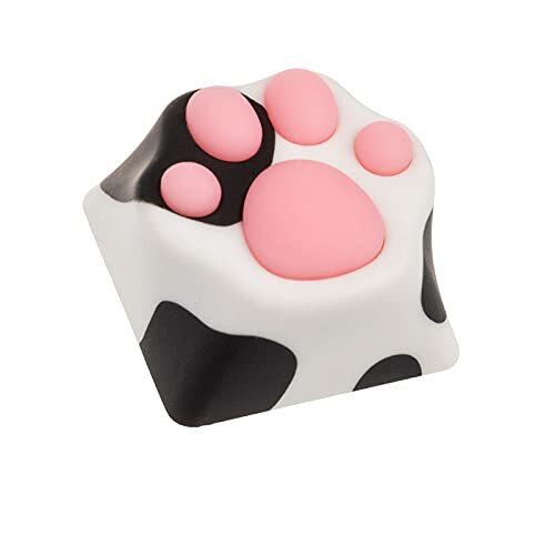 ZOMOPLUS Keycap Katzenpfote, gefleckt - schwarz/weiß/roze