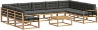 vidaXL Hoek loungeset 9 zitplaatsen Acacia hout Wit en antracietkleurig