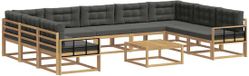 vidaXL Ensemble de salon d'angle 9 places Acacia bois Blanc et anthracite