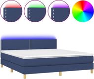 vidaXL Boxspring met matras en LED stof blauw 180x200 cm