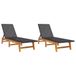 vidaXL Ligbedden 2 stuks polyrattan en massief acaciahout zwart en bruin