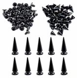 60 pointes métalliques punk, rivets coniques à visser, 9,5 et 24 mm