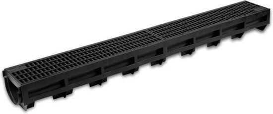 Hauraton TOP X Lijngoot Zwart kunstof mazenrooster 100x12x9cm - Afvoergoot tuin Watergoot