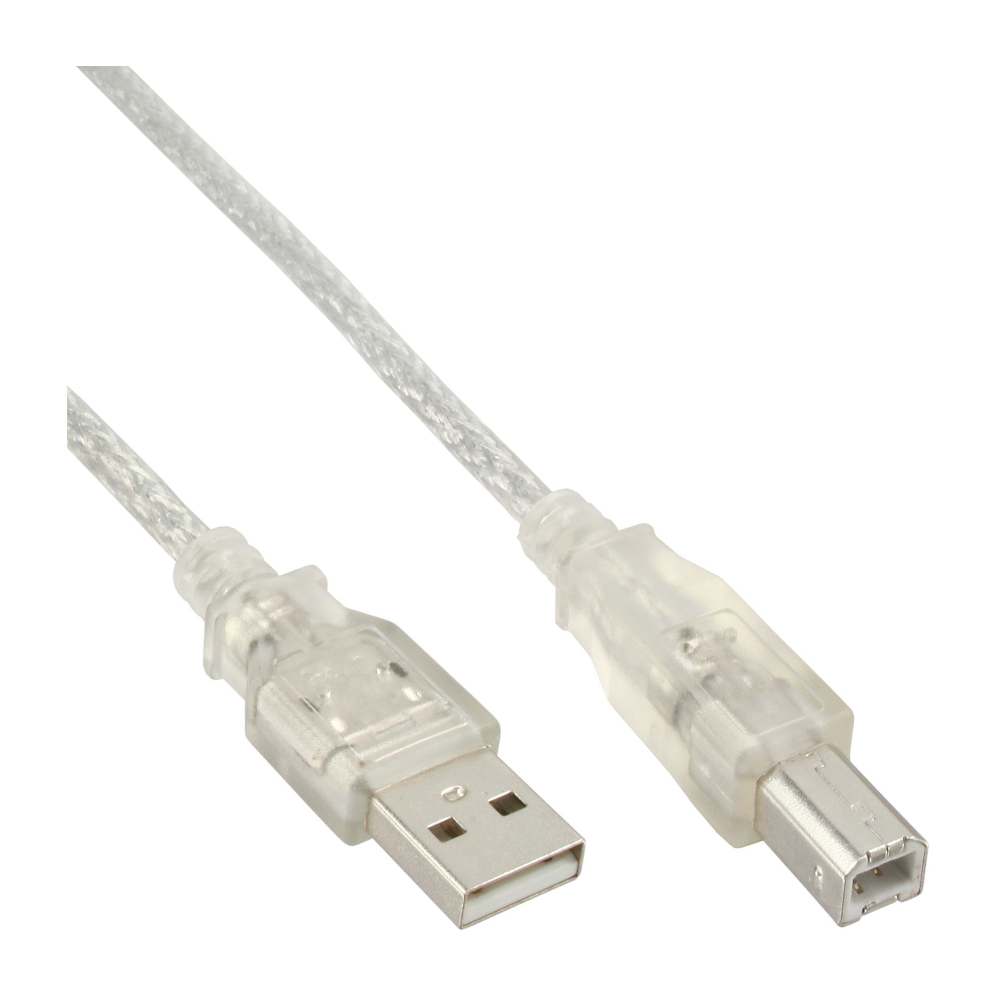 InLine 34550T USB-kabel - 10 m - USB A - USB B - Transparant