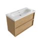 Saniclass Set meuble de salle de bain en bois - 100x45x63.5cm - Lavabo en céramique Palermo blanc - 1 vasque - 1 trou de robinet - 2 tiroirs - chêne mat naturel (bois) SW1578594/SW24915