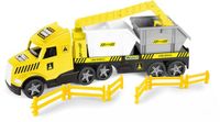 Wader 36471 - Magic Truck dieplader met bouwcontainers, kraan, slagbomen en verlichte koplampen, afm. ca. 79 cm, voor kinderen vanaf 3 jaar, geschikt als creatief speelgoedcadeau