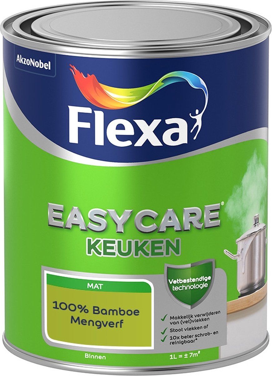 FLEXA Easycare Muurverf - Keuken - Mat - Mengkleur - 100% Bamboe - 1 liter - 8711113223027