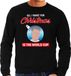 Bellatio Decorations Louis all I want for Christmas fout Kerst sweater - zwart - heren - S
