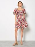 Apricot Mini-jurk van puur katoen met vervaagde ikatprint