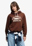 Superdry Vintage Prep Chenille Hoodie Relaxed Pasvorm Dames Mocha Brown Maat 14