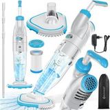 KESSER® Aspirateur de piscine sans fil + couvercle | avec tige télescopique de 3,6 m | nettoyeur de piscine avec filtre et 2 vitesses, kit de nettoyage sans fil jusqu'à 15 m³, bleu