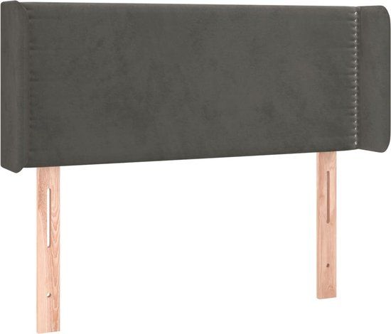 VidaXL Hoofdbord met randen 103x16x78/88 cm fluweel donkergrijs